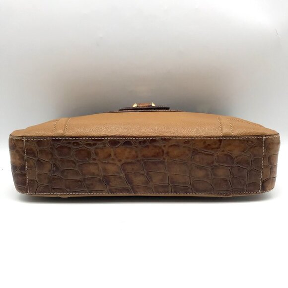 Brahmin Brown Crocodile Embossed Leather 25th Anniversary Edition Shoulder Bag - Picture 5 of 11